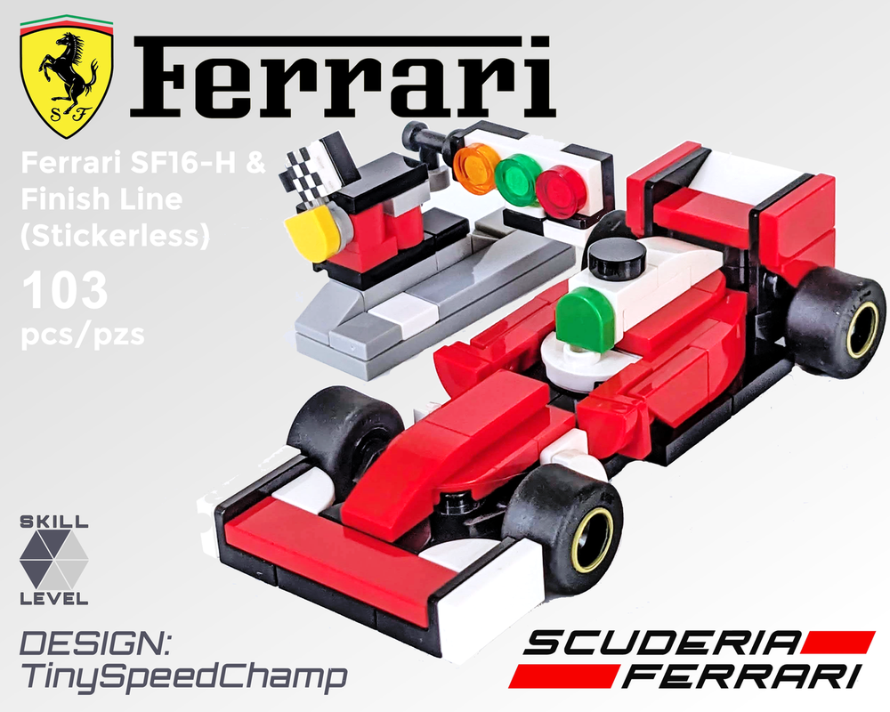 Lego Tiny SF16-H & Finish Line (Stickerless)