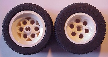 Lego Wheel 36.8mm D. x 26mm VR with Axle Hole with Black Tire 49.6 x 28 VR (6595 / 6594)