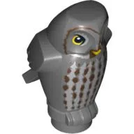 Animal, Bird, Owl Small, Angular Features with Yellow Eyes and Light Bluish Gray Vertical Chest Feathers Print / Dark Bluish Gray
