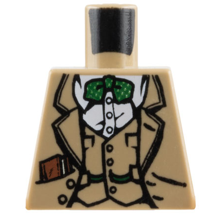 Lego Torso Indiana Jones Vest, Jacket, Dark Green Bow Tie, and Diary in Pocket Pattern