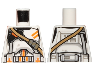 Lego Torso SW Armor Clone Trooper with Orange Markings and Dark Tan Diagonal Belt Pattern