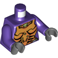 Lego Torso Gold Body Armor with Amulet Print, Dark Purple Arms, Dark Bluish Gray Hands / Dark Purple