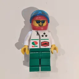 Racer, White Jacket with Zipper, Red Helmet with Stars and Visor, Blue Sunglasses
