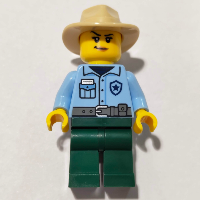 Lego Ranger, Bright Light Blue Torso, Dark Green Legs, Fedora, Woman