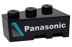 Wedge 3 x 2 Left with Medium Azure Stripe and White 'Panasonic' on Black Background Pattern (Sticker) - Set 76898