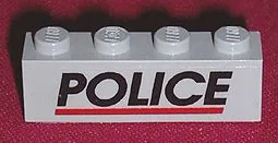 Brick 1 x 4 with Black 'POLICE' Red Line Pattern (Sticker) - Set 6598