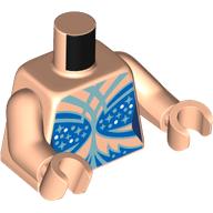 Lego Torso, Blue Bikini, Silver Stars, Sand Green Stripes print, Light Nougat Arms and Hands / Light Nougat