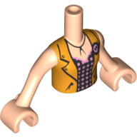 Lego Minidoll Torso Girl with Orange Vest, Purple Shirt with Pink Dots, Brioche Print, Light Nougat Arms and Hands / Light Nougat