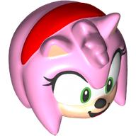Lego Minifig Head Special, Hedgehog, Amy Rose Print / Bright Pink