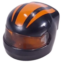 Helmet, Formula 1 with Trans-Orange Visor Pattern and Orange Stripes Print