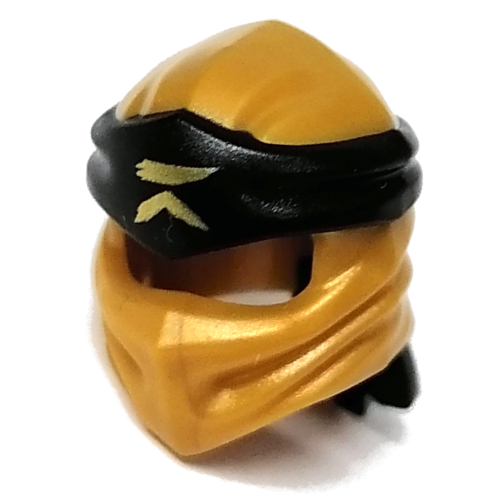 Lego Wrap with Long Back Knot, Black Band Pattern with Gold Asian Symbol print / Pearl Gold
