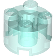 Lego Brick Round 2 x 2 with Axle Hole / Trans-Light Blue