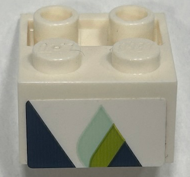 Lego Slope, Inverted 45 2 x 2 with Hollow Round Bottom Tube with Dark Blue Triangles with Lime and Light Aqua Highlights Pattern Model Right Side (Sticker) - Set 60367