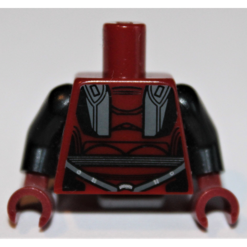 Lego Torso Armor with Silver Plates and Belt Print (Darth Revan), Black Arms, Dark Red Hands / Dark Red