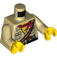 Torso, Safari Shirt, Yellow Neck, Red Bandana, Reddish Brown Gun / Rope on Back Print, Tan Arms, Yellow Hands