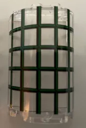 Cylinder Half 2 x 4 x 5 with 1 x 2 Cutout with Green and Dark Green Window Frame Pattern (Sticker) - Set 76388