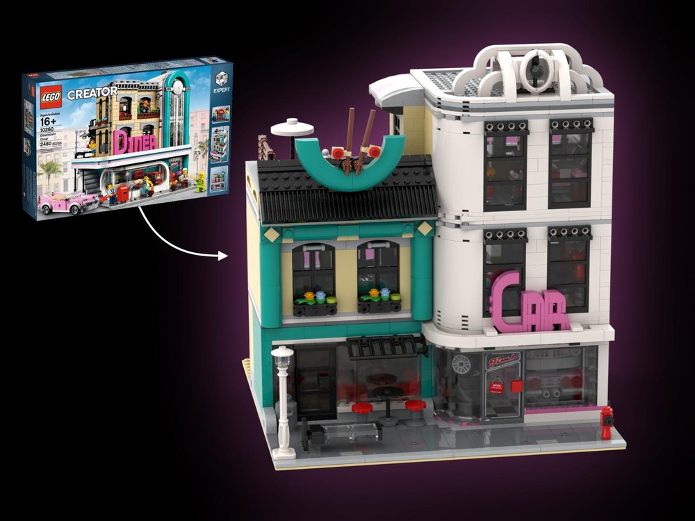 Lego Asian Bistro & Car Parts Shop - 10260 Downtown Diner Alternative Build