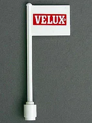 Flag on Flagpole, Straight with 'VELUX' Pattern on Both Sides (Stickers) - Set 1854