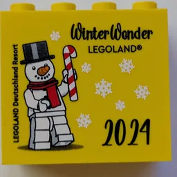 Brick 2 x 4 x 3 with 'LEGOLAND Deutschland Resort WINTER WONDERLAND 2024' Print / Yellow