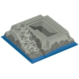 Baseplate Raised 32 x 32 with Ramp and Pit, Water, Gray Stones Print / Light Gray