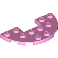 Lego Plate Round Half 3 x 6 with 1 x 2 Cutout / Bright Pink