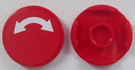 Lego Tile, Round 2 x 2 with Bottom Stud Holder with White Curved Arrow Double on Red Background Pattern (Sticker) - Sets 60052 / 60198 / 60200 / 60233 / Red