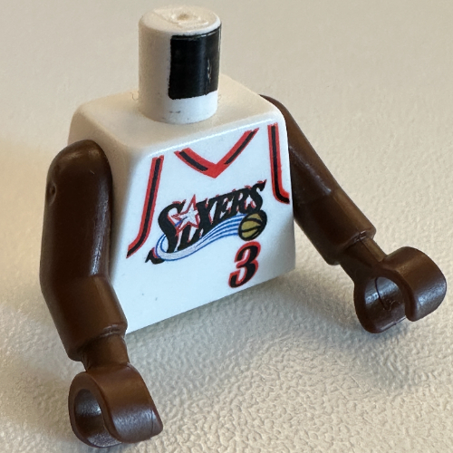 Lego Torso Basketball Jersey, Philadelphia 76ers '3' Print, Long One Piece Arms Brown (NBA) / White