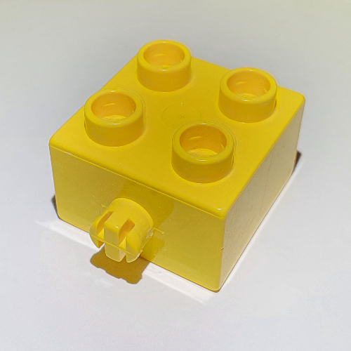 Lego Duplo Brick 2 x 2 Pin on Side / Yellow