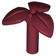 Plant, Stem with 3 Leaves and Bottom Pin / Dark Red