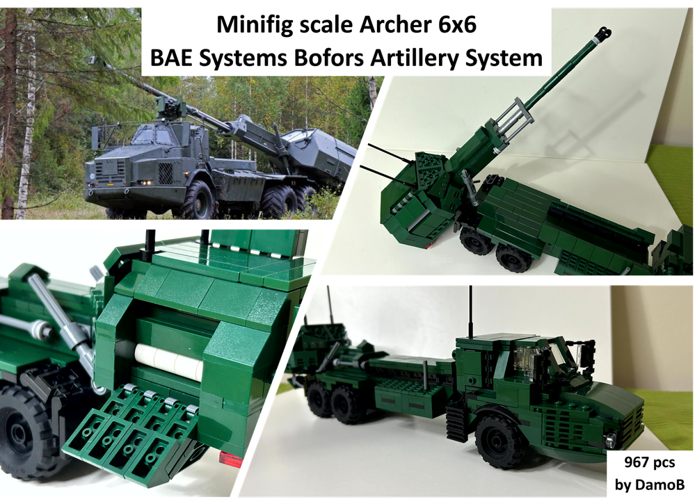 Lego Minifig scale Archer 6x6 self-propelled howitzer BAE Systems Bofors