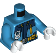 Lego Torso Jacket, Arctic, Belt, Pockets, Zipper, Hand Held Device Print, Dark Azure Arms, White Hands / Dark Azure
