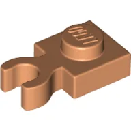 Plate Special 1 x 1 with Clip Vertical [Thick Open O Clip] / Nougat