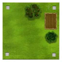 Baseplate with 4 Square Corner Holes and Grass / Grass, Water with Wooden Bridge Print / [No Color/Any Color]