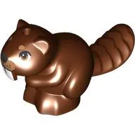 Animal, Beaver, Sitting with White Teeth, Nougat Nose, Eyes Print / Reddish Brown