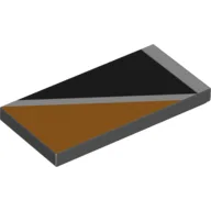 Tile 2 x 4 with Orange Triangle at Upper Left of Diagonal White Line Print / Black