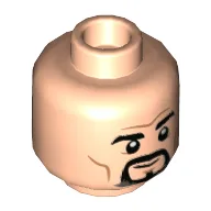 Minifig Head Doctor Strange, Goatee, Dark Orange Lines, Smirk / Scowl Print / Light Nougat
