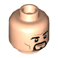 Lego Minifig Head Doctor Strange, Goatee, Dark Orange Lines, Smirk / Scowl Print / Light Nougat