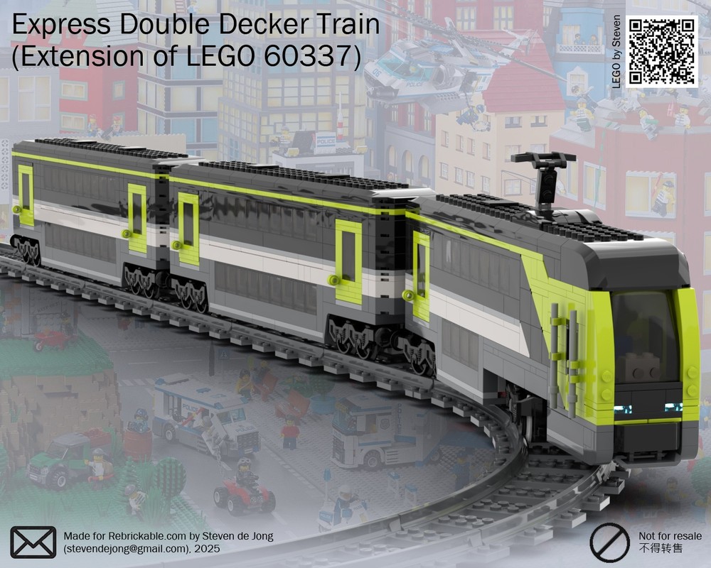 Lego Express Passenger Train (Double Decker Extension of LEGO Set 60337)