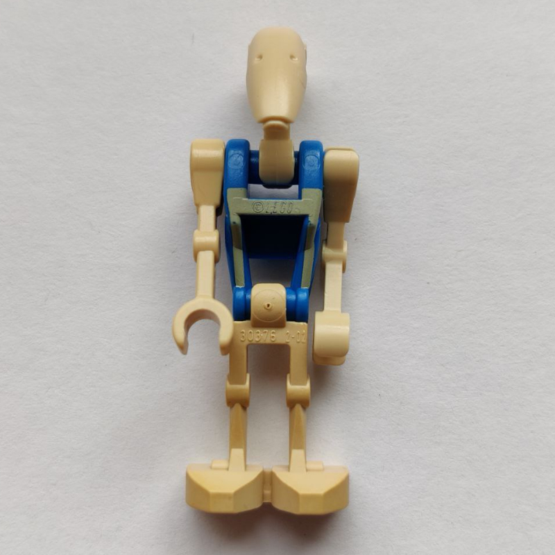 Lego Battle Droid Pilot, Blue Torso with Tan Print, One Bent Arm, One Straight Arm