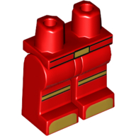 Lego Hips and Red Legs with Gold Belt Buckle, Knee Straps, Toes print / Red
