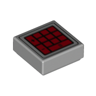 Lego Tile 1 x 1 with Red Calculator Keypad Print / Light Bluish Gray