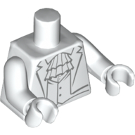 Lego Torso Tuxedo with Ruffle Print, White Arms and Hands / White