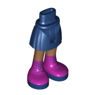Lego Minidoll Hips and Short Skirt with Medium Nougat Legs and Magenta Boots with Dark Blue Laces Print [Thin Hinge] / Dark Blue
