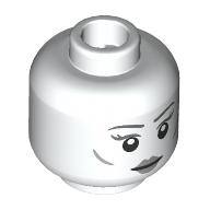 Lego Minifig Head Grey Lady, Dark Bluish Grey Eyebrows, Cheek Lines, Light Bluish Grey Lips, Neutral / Frown / White