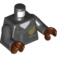 Lego Torso Jacket, Zipper, Police Badge, White Shirt Print, Black Arms, Reddish Brown Hands / Black