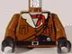 Torso Jacket with Buttons, Pockets, and Tan Fur Collar over White Undershirt, Black Belt with Buckle, Red Neckerchief Scarf, Ropes, Pistol Pattern / Brown Arms / Black Hands