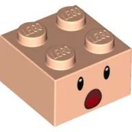 Brick 2 x 2 with Face, Surprised Open Mouth Print / Light Nougat