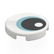 Tile Round 2 x 2 with Eye, Blue Iris, Black Pupil Print / White