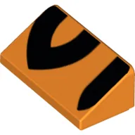 Brick Sloped 30° 1 x 2 x 2/3 with Black Tiger Stripes Print / Orange