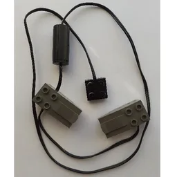 Wire with Brick 2 x 2 x 2/3 and Train Track Contacts / Dark Gray